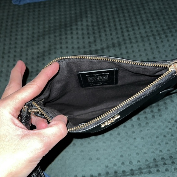 Black Coach Wristlet 9” x 6” gold accents - Picture 3 of 6